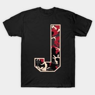 Initial Capital Letter J Camo Alphabet Gift Women Men Boys Girls T-Shirt